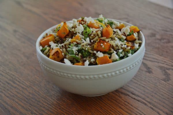 Butternut squash salad for tailgating, friendsgiving, or your next holiday dinner. 3 fit salad recipes for your holiday dinner. reesewoods.com #reesewoodsfitness #pumpkinrecipes #healthyholidayrecipes