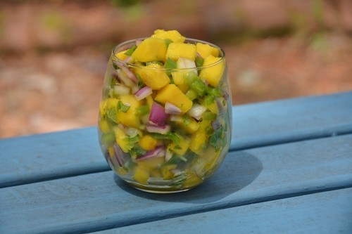 Easy sweet and spicy mango salsa. This salsa recipe is gluten-free, vegan-friendly and the perfect summer side dish to slay at your next cookout or BBQ. Learn how to tell when a mango is ripe and the trick to cutting a mango perfectly every time in this beginner friendly mango salsa recipe. reesewoods.com #reesewoodsfitness #mangosalsa #salsarecipe #bbqsidedish #tacotuesdayrecipe