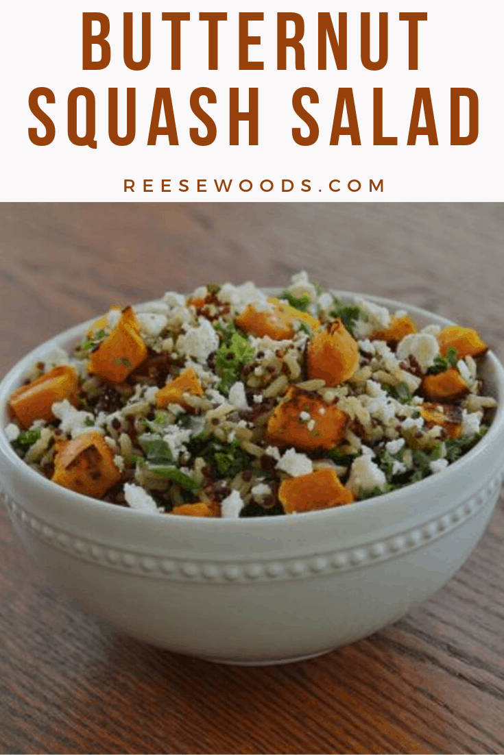 Butternut squash salad for tailgating, friendsgiving, or your next holiday dinner. 3 fit salad recipes for your holiday dinner. reesewoods.com #reesewoodsfitness #pumpkinrecipes #healthyholidayrecipes